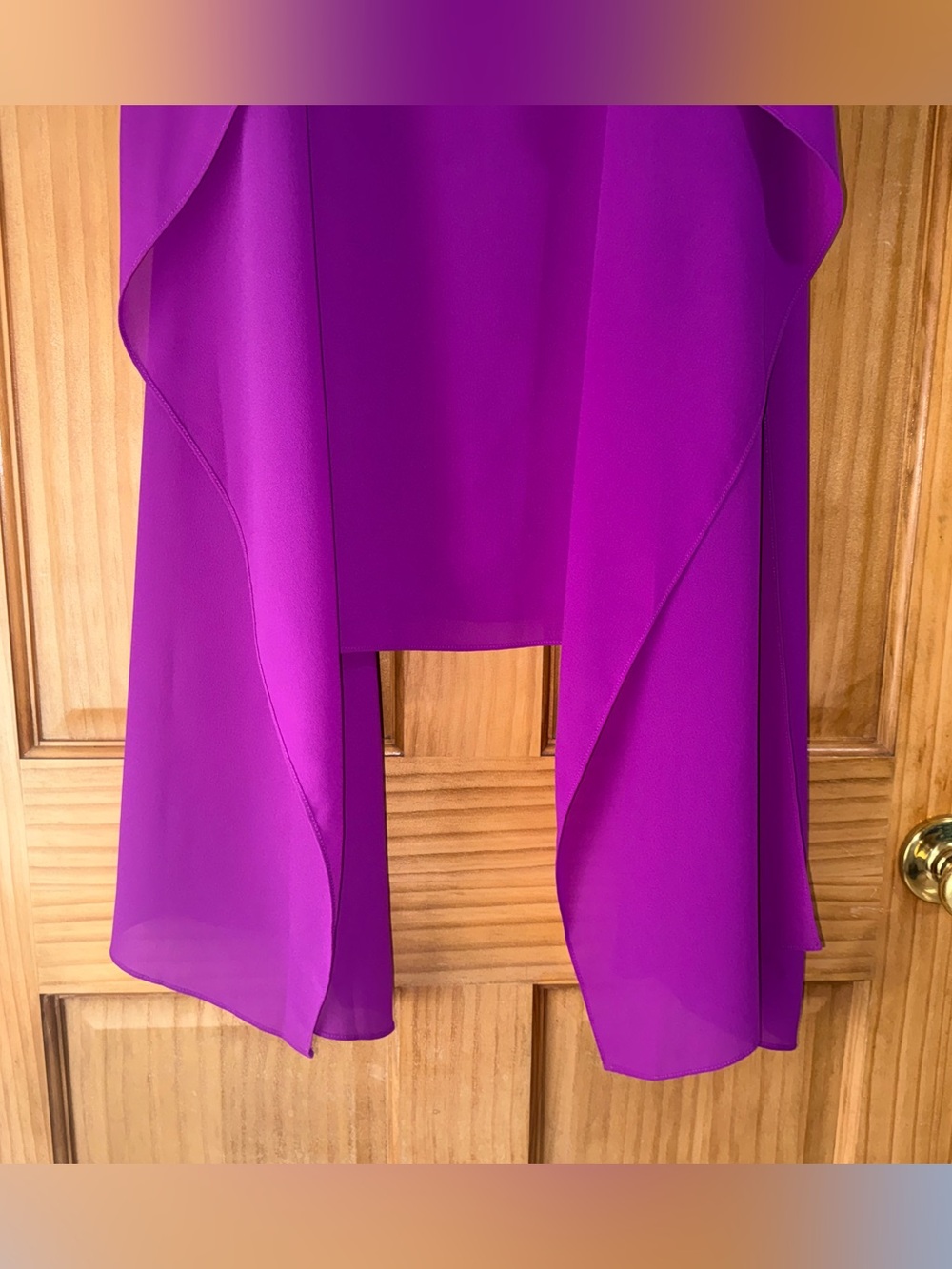 Belle Badgley Mischka Magenta Chiffon Tiered Cocktail Sheath Dress-10-EC - Picture 6 of 14